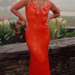 If By Sea Orange Sequin Midi Dress Photo 1