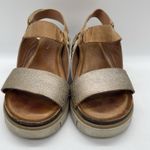 Diba True  Womens 8 Sandals Bye Golly Wedge Cheetah Cow Fur Leather Brown Gold Photo 2