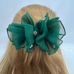 Vintage Emerald Green Hairbow Photo 2