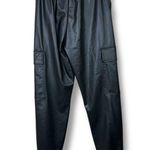 ZARA Black Faux Leather Drawstring Oversized Jogger Cargo High Waist Pants XS Photo 8