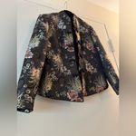 Ya Zheng Chinese Silk Jacket Black & Floral Small Blue Photo 3