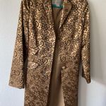 Nine West Gold Metallic Floral Pea Coat Photo 2