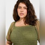 Torrid  Dot Mesh Square Neck Smocked Crop Top - Olivine - NWT Size 2 Photo 2