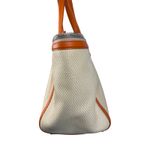 Salvatore Ferragamo  Woven Canvas Leather Tote Bag Orange Trim Italy Photo 10