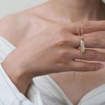 Sterling Silver 18k gold filled 925  necklace feather pendant link chain Photo 4