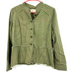 Caslon  Size Medium Petite Jacket Olive‎ Green Button Up Peplum Flare Long Sleeve Photo 0