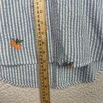 Loft  Shirt Womens XS Blue White Stripe Orange Peach Embroidered Button Down Photo 5