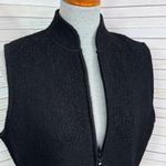 Alfred Dunner Embroidered Beaded Full Zip Mock Neck Boucle Wool Vest Black Small Photo 4
