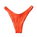 SheIn Bikini Bottom Cheeky Hi Cut Textured Bright Orange XL Photo 1