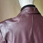wilson's leather Vintage 90s Burgundy Leather Blazer Jacket Women's S/M Boxy Minimalist Style Photo 4