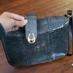 Celina Paris Olive Green Serpent Skin Leather Shoulder Purse Gold Hardware Photo 5