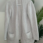 Faherty  Womens White Chunky Knit Cashmere Cotton Blend Long Line Cardigan Size M Photo 0
