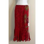 Chico's  Red Midi Mermaid Tiered Silk Skirt sz 1 Photo 3