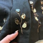 Vintage Embroidered Linen Blend Embellished with Shells Black Maxi Dress Size 8 Photo 3