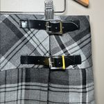 The Kilt Women’s Tartan Plaid Gray Black Leather Buckles Kilted Mini Skirt 36 Photo 1