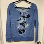 Disney  Parks Womens Blue Scoop Neck Minnie Mouse Sweatshirt Size Medium Large Photo 0