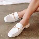 Lulus Lulu’s Ranae White Slide-On Loafers Size 8 with Box Photo 0