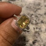 Australian Crystal Square Stone Ring Dipped In White Gold! Yellow Stone! So Pretty!!! Photo 0