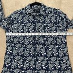 J.Crew Popover Blouse Deer Winter Blue White Longsleeve Top Women Size 2 Photo 4