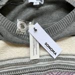 Sonoma Women's Grey White And Purple Striped Pullover Sweater Size XS. NEW Photo 5