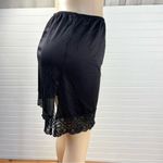 Sears Black Satin Lace Trim Undergarment Half Slip Skirt Side Slit Medium VTG Photo 6