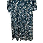 Pact  V-Neck Midi Dress Organic Cotton Dark Teal Blue Floral Size XL Photo 2