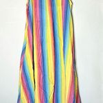 MDS Stripes Rainbow Multiple Stripe Collared Button Down Shirt Dress Size 2 Photo 11