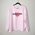 Wildfox Brunch Club XXL Pink Sweatshirt Long Sleeve Heart Soft Oversized Photo 1