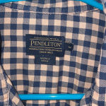 Pendleton ‎ Buffalo Check Plaid Button Down Shirt Blue Women’s size M Photo 3