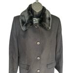 Larry Levine Vtg  Wool Pea Coat Sz 6 Black Faux Fur Collar Old Money City Classic Photo 1
