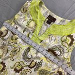 Fenn Wright Manson Fenn‎ Wright Manson Linen Sleeveless Paisley Top Large Lime Green Cream & Brown Photo 5