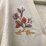VTG Floral Embroidered Crewel Knit Cardigan Womens Size Large READ Photo 7