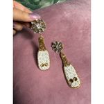 Champagne Bottle Beaded Rhinestone Dangle Earrings White Gold Costume Jewelry Photo 3