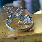 Natural Sky Blue Topaz Sterling Silver Artistic Bird Ring Size 8 Photo 4