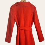 Milly Flame Red Ruffle Front Belted Knee-Length Coat Size 4 NWT Photo 2