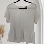 Bobeau Coquette White Babydoll Peplum Top S Photo 0