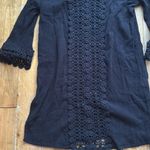 Black Crochet Trim Tunic Top Swim Coverup Medium Photo 2