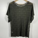 Coldwater Creek  Knit Top Olive Green Cover Up Short Sleeve Size Large Flowy Boxy Photo 1