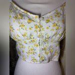 Hollister  White and Yellow Floral Puff Sleeve Crop Top Photo 1