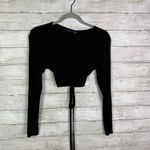 Pretty Little Thing Pretty Little Things SHAPE BLACK JERSEY TIED BACK CROP TOP Size 6 Photo 3