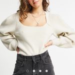 Free People Saffron Top Open Back Cozy Knit Pullover Sweater Oatmeal Beige Photo 6