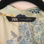 ZARA  Mint Green Paisley Floral Long Sleeve Button Down Shirt Boho Flowy Large Photo 1