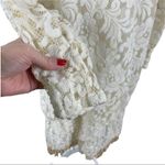 Vintage 80s Damianou Floral Lace Party Draped Dolman Sleeve Dress Medium Photo 2