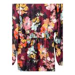 Emma & Michele Floral Print Long Sleeve Dress V Neck Burgundy Size Large Photo 4