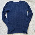 st. john's bay  Womens Crew Neck Long Sleeve Cable Knit Pullover Sweater Navy Photo 2