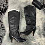 Steve Madden EUC  Black Leather Knee High Heeled Boots sz 7.5 Photo 0