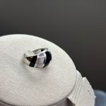 Artisan Sterling Silver 925 Mother of Pearl Onyx Inlay Ring Wide Band Boho 6.5 Photo 6