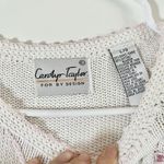 Carolyn Taylor VTG  White Knit Scoop Neck Short Sleeve L  90s Foral Embroidery Photo 3