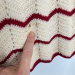 Handmade Vintage Crocheted Skirt Sz M Boho Holiday Red White Stripe Holiday Knit Photo 11