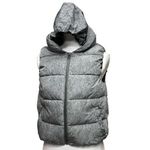 Calvin Klein Water Repellent Puffy Gray Vest Size S/M Faux Knit Design Zip Hood Silver Photo 4